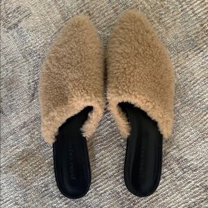 Jenni Kayne Tan Shearling Mules
